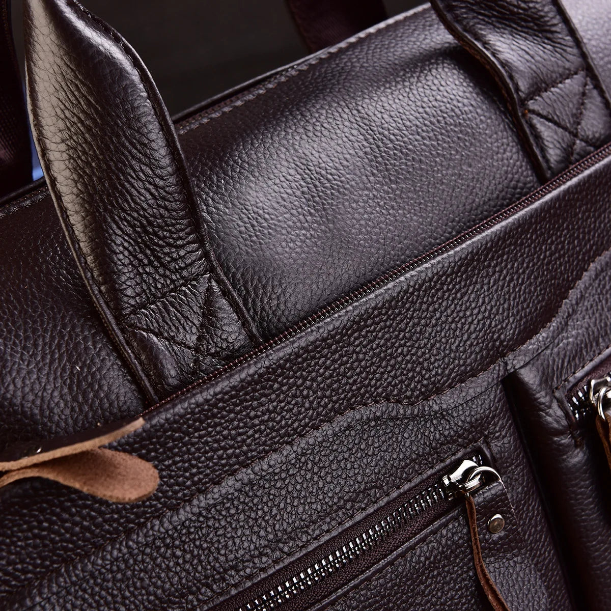 Genuine Cowhide Leather Briefcase – Laptop & Messenger Bag