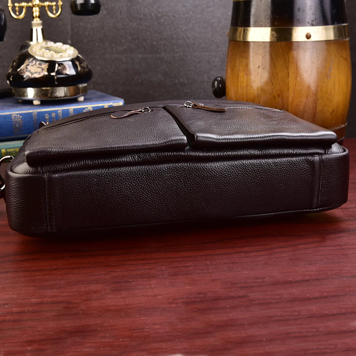 Genuine Cowhide Leather Briefcase – Laptop & Messenger Bag