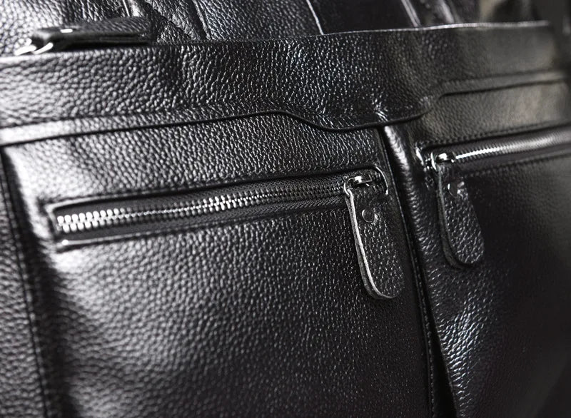 Genuine Cowhide Leather Briefcase – Laptop & Messenger Bag