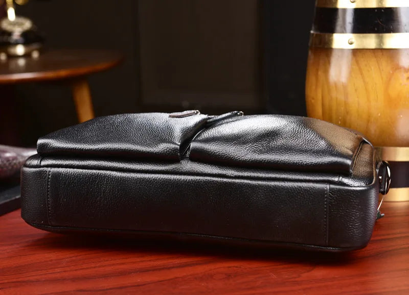 Genuine Cowhide Leather Briefcase – Laptop & Messenger Bag
