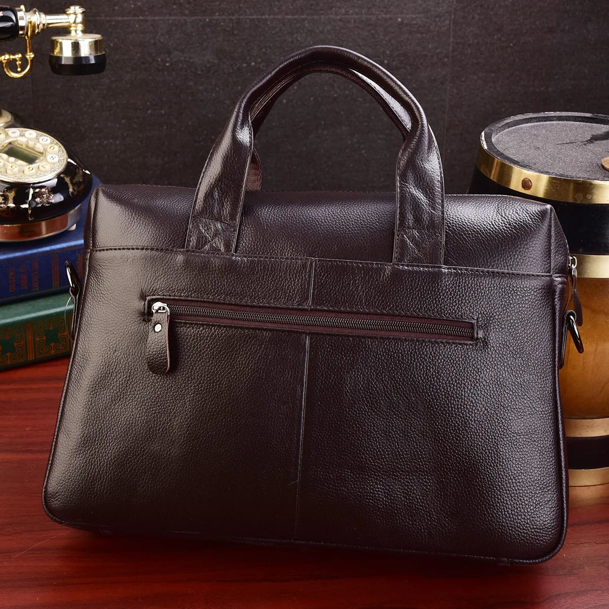 Genuine Cowhide Leather Briefcase – Laptop & Messenger Bag