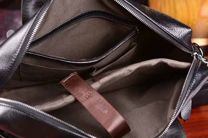 Genuine Cowhide Leather Briefcase – Laptop & Messenger Bag