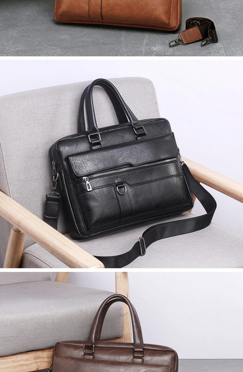 Men's PU Leather Business Laptop Bag