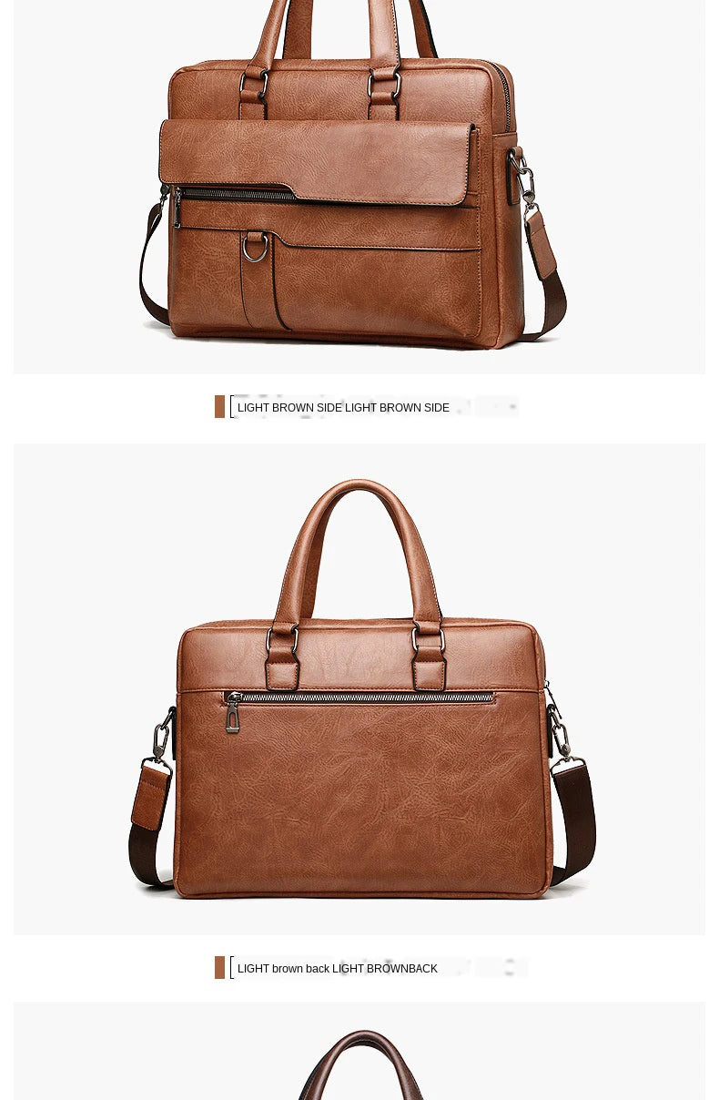 Men's PU Leather Business Laptop Bag