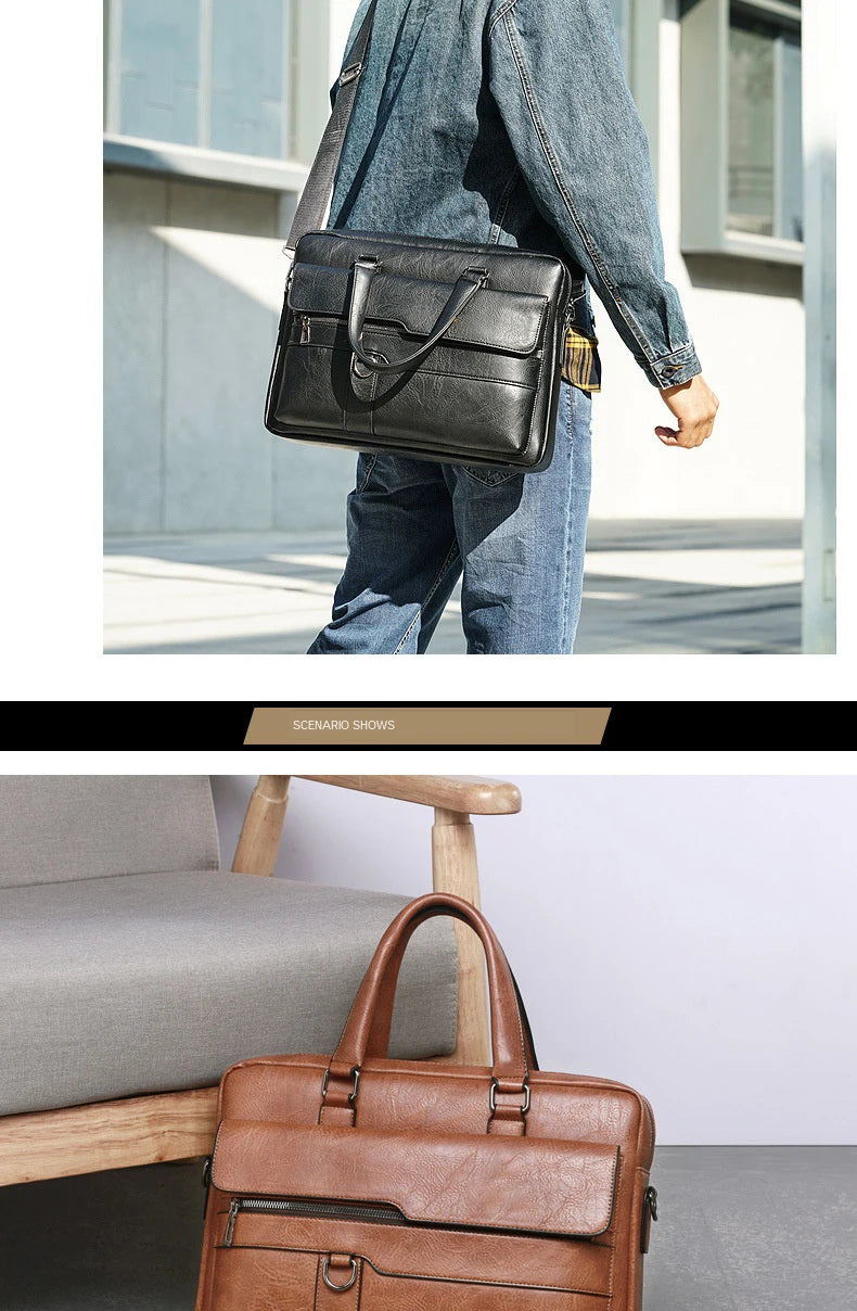 Men's PU Leather Business Laptop Bag