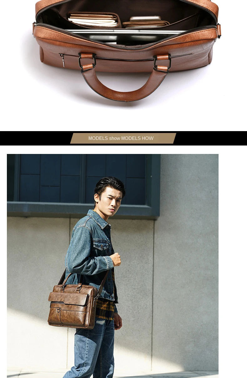Men's PU Leather Business Laptop Bag