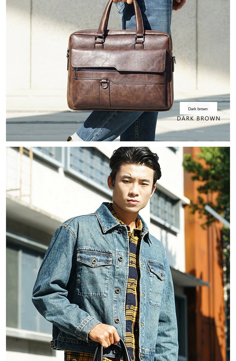 Men's PU Leather Business Laptop Bag