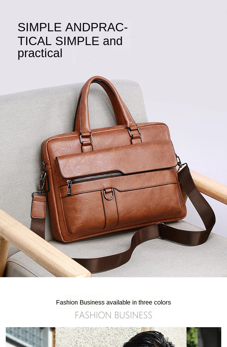 Men's PU Leather Business Laptop Bag