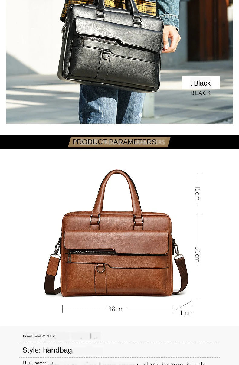 Men's PU Leather Business Laptop Bag