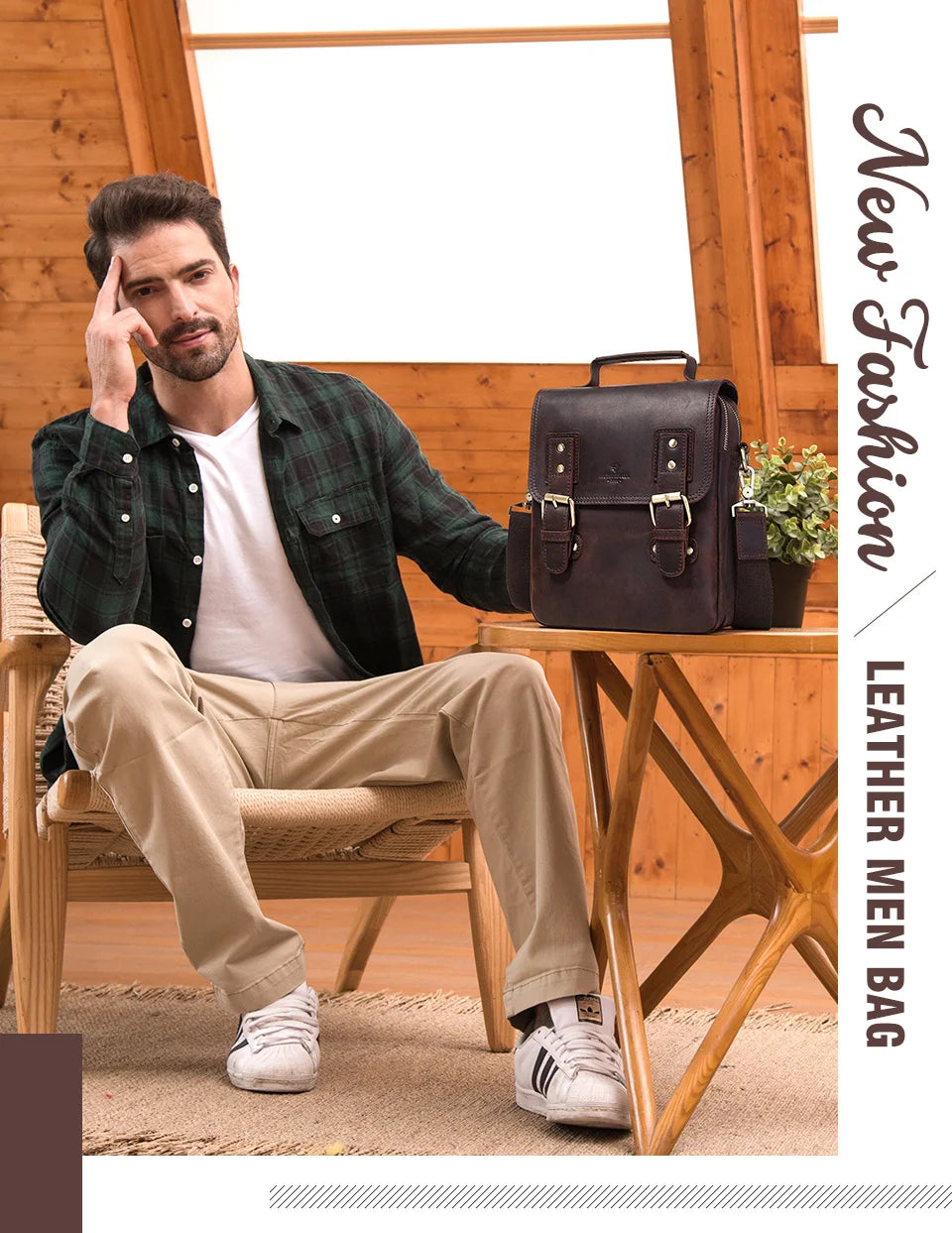 Men's Leather Messenger & Laptop Bag