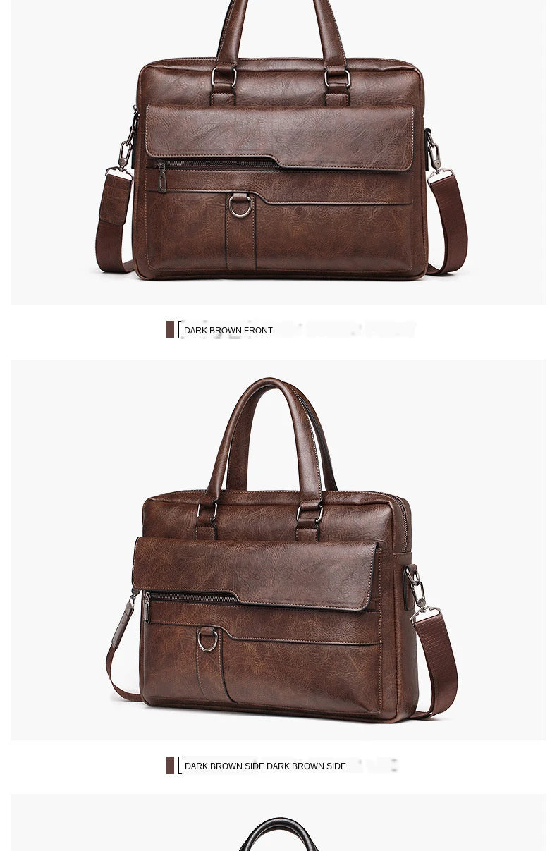 Men's PU Leather Business Laptop Bag