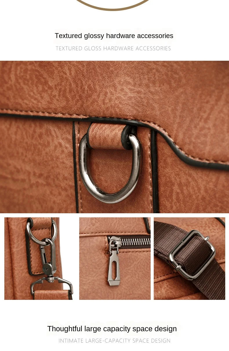 Men's PU Leather Business Laptop Bag