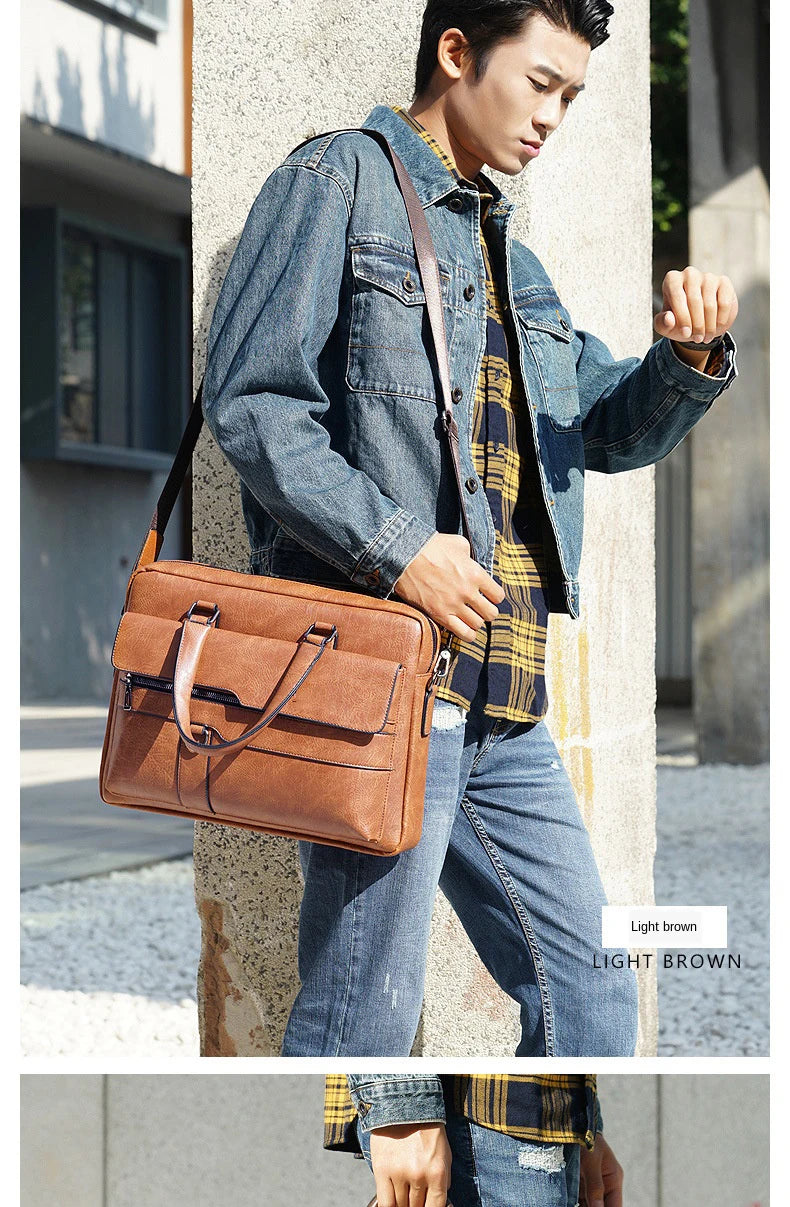Men's PU Leather Business Laptop Bag