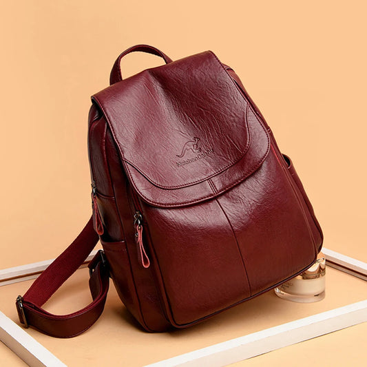 Women's Vintage PU Leather Backpack