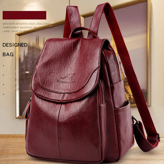 Women's Vintage PU Leather Backpack