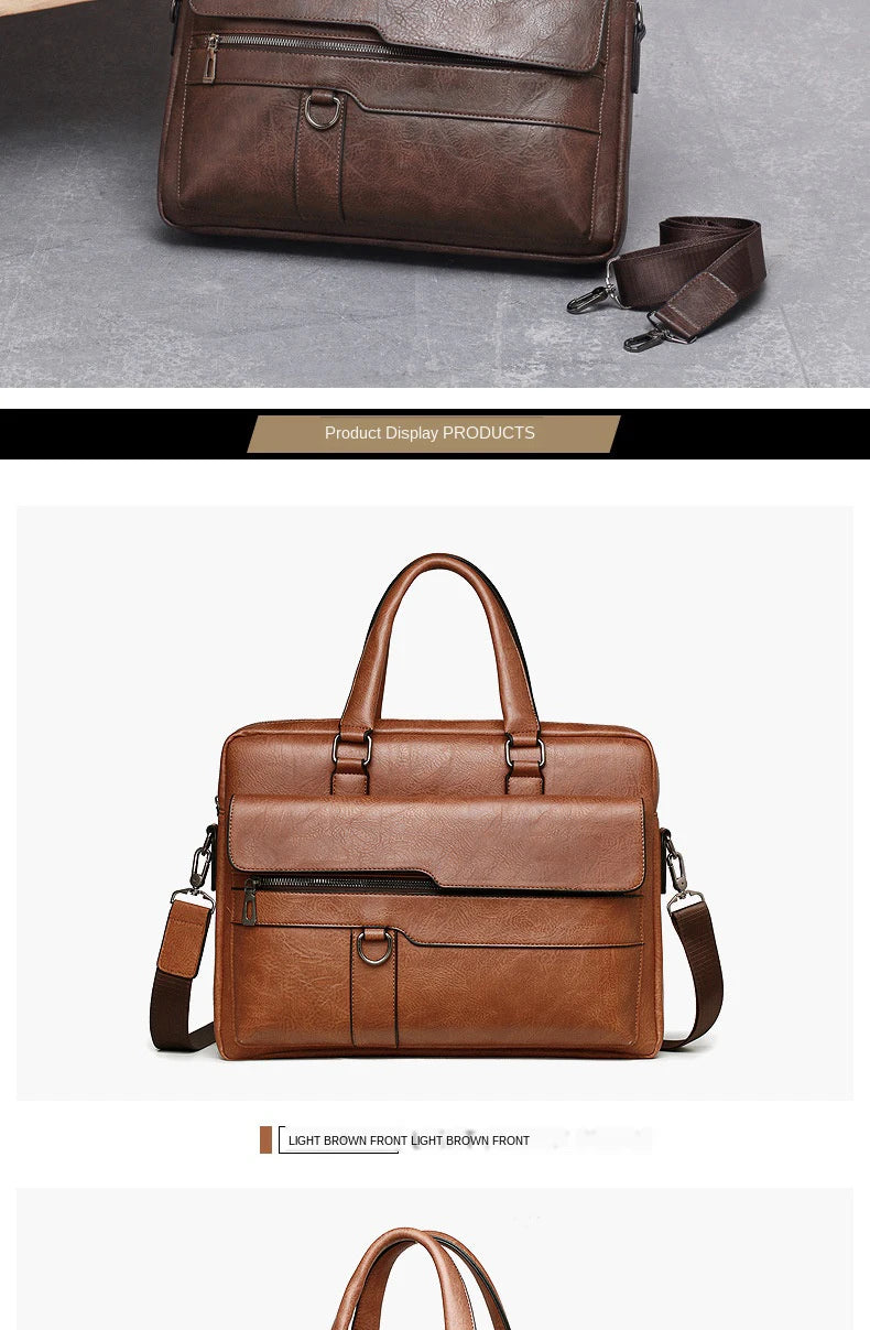 Men's PU Leather Business Laptop Bag