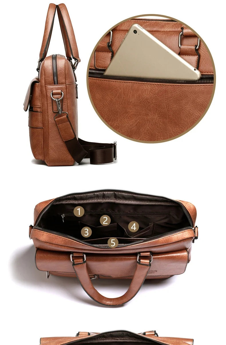 Men's PU Leather Business Laptop Bag