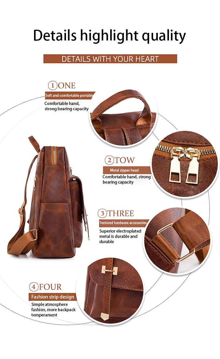 Vintage Leather Women's Backpack
