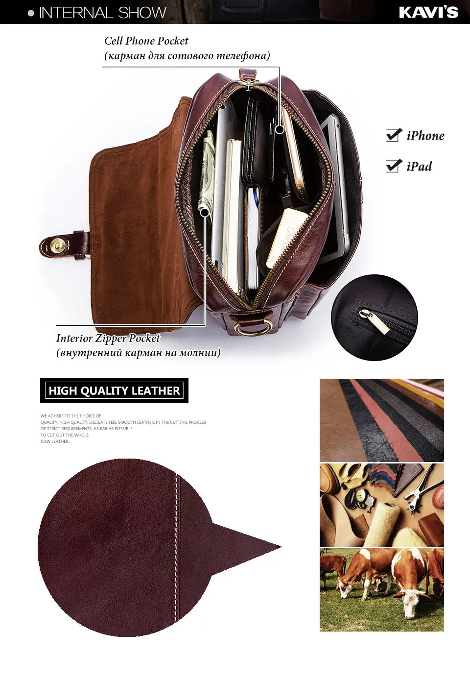Men's Genuine Leather Crossbody Bag