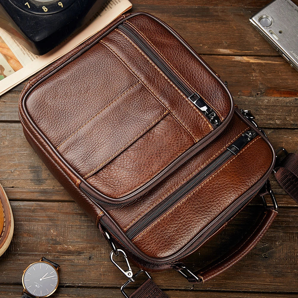 Natural Leather Crossbody Bag for Men