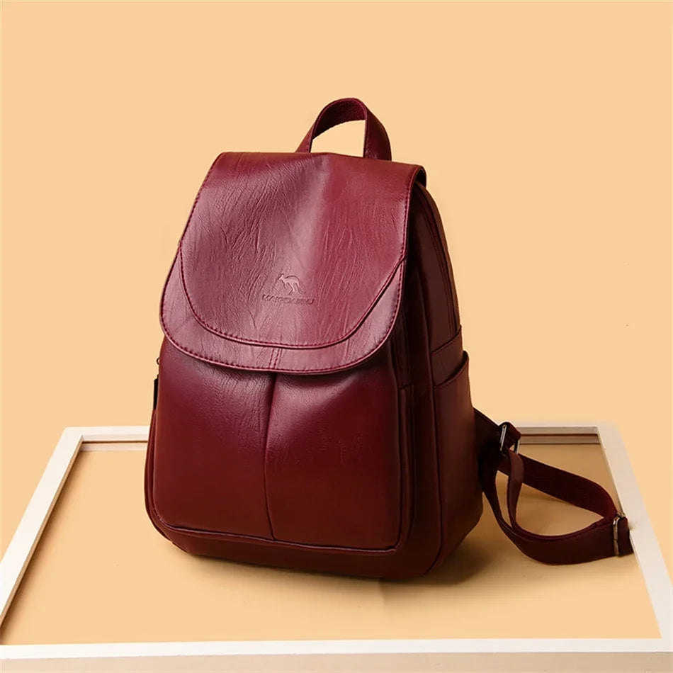 Women's Vintage PU Leather Backpack