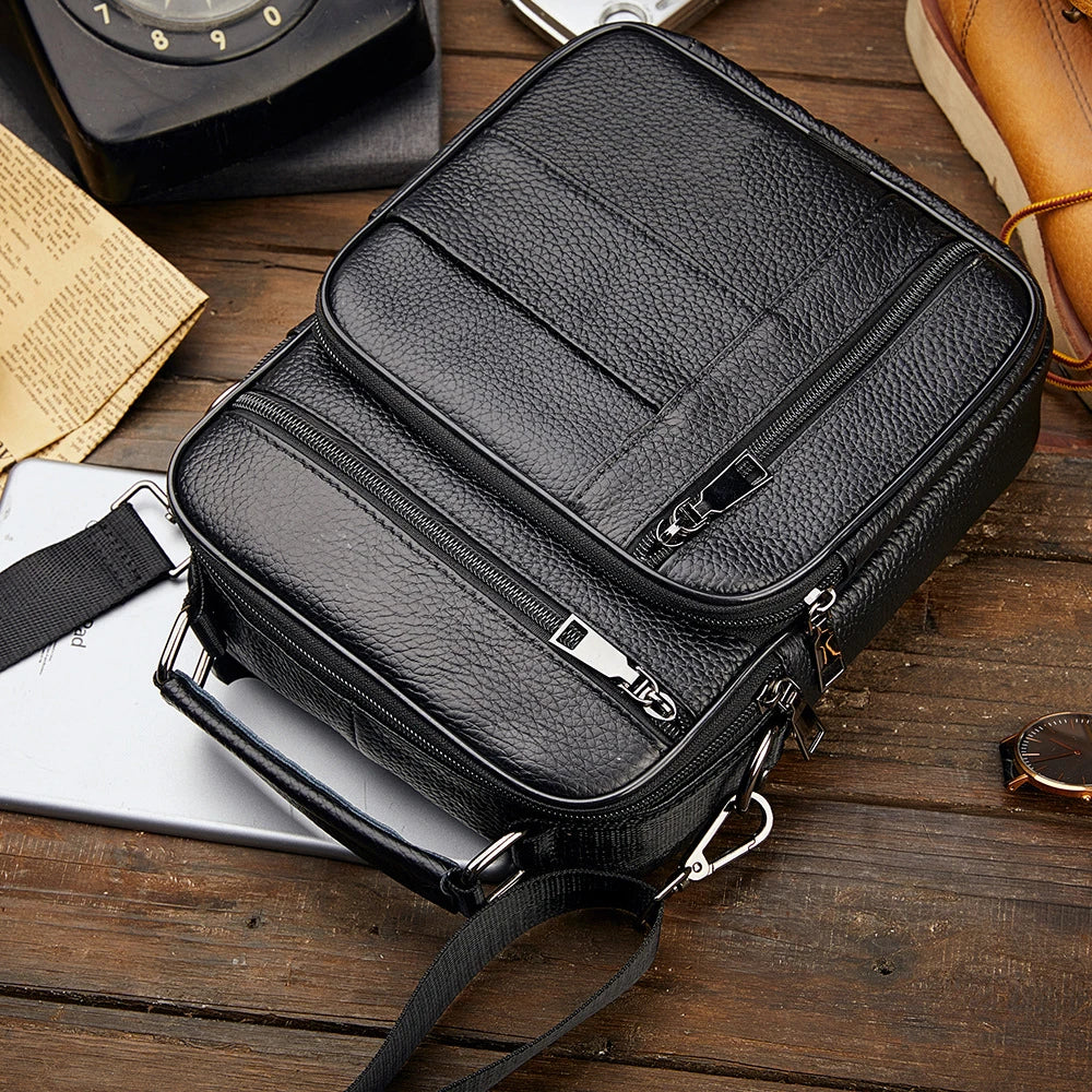 Natural Leather Crossbody Bag for Men