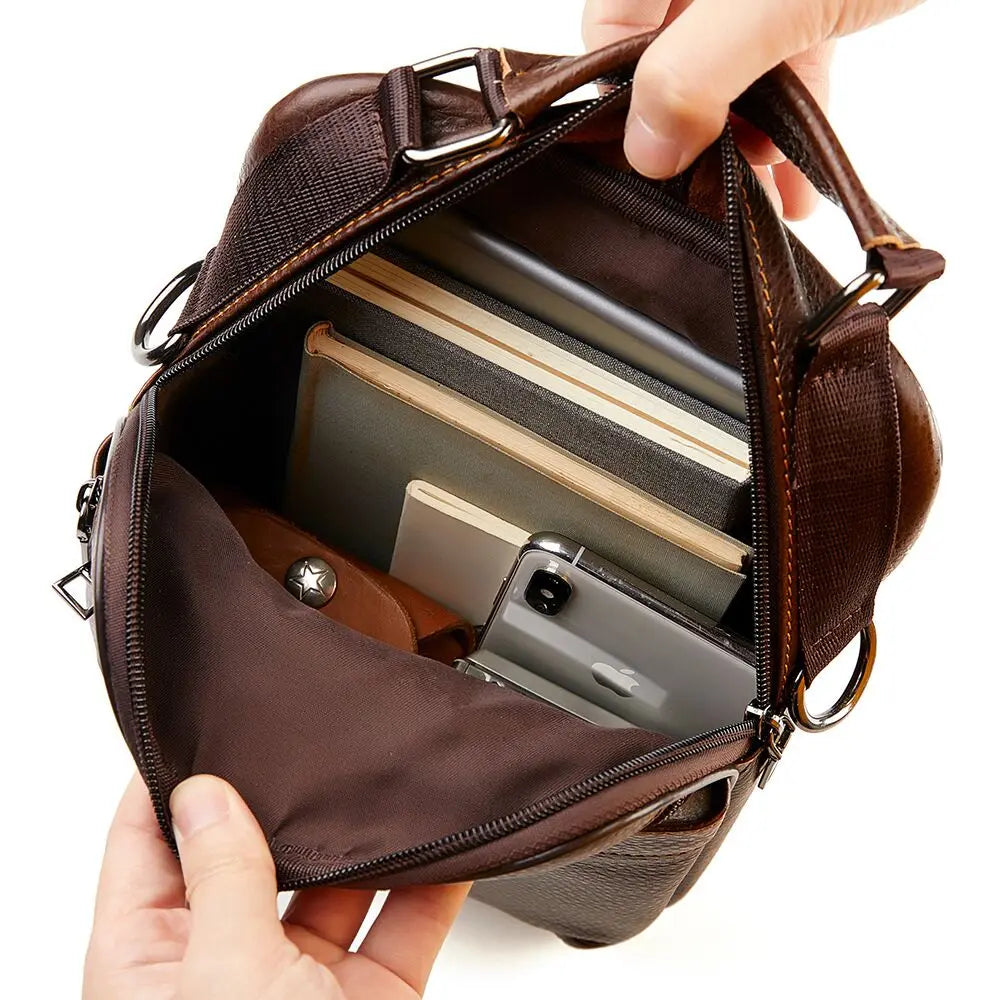 Natural Leather Crossbody Bag for Men