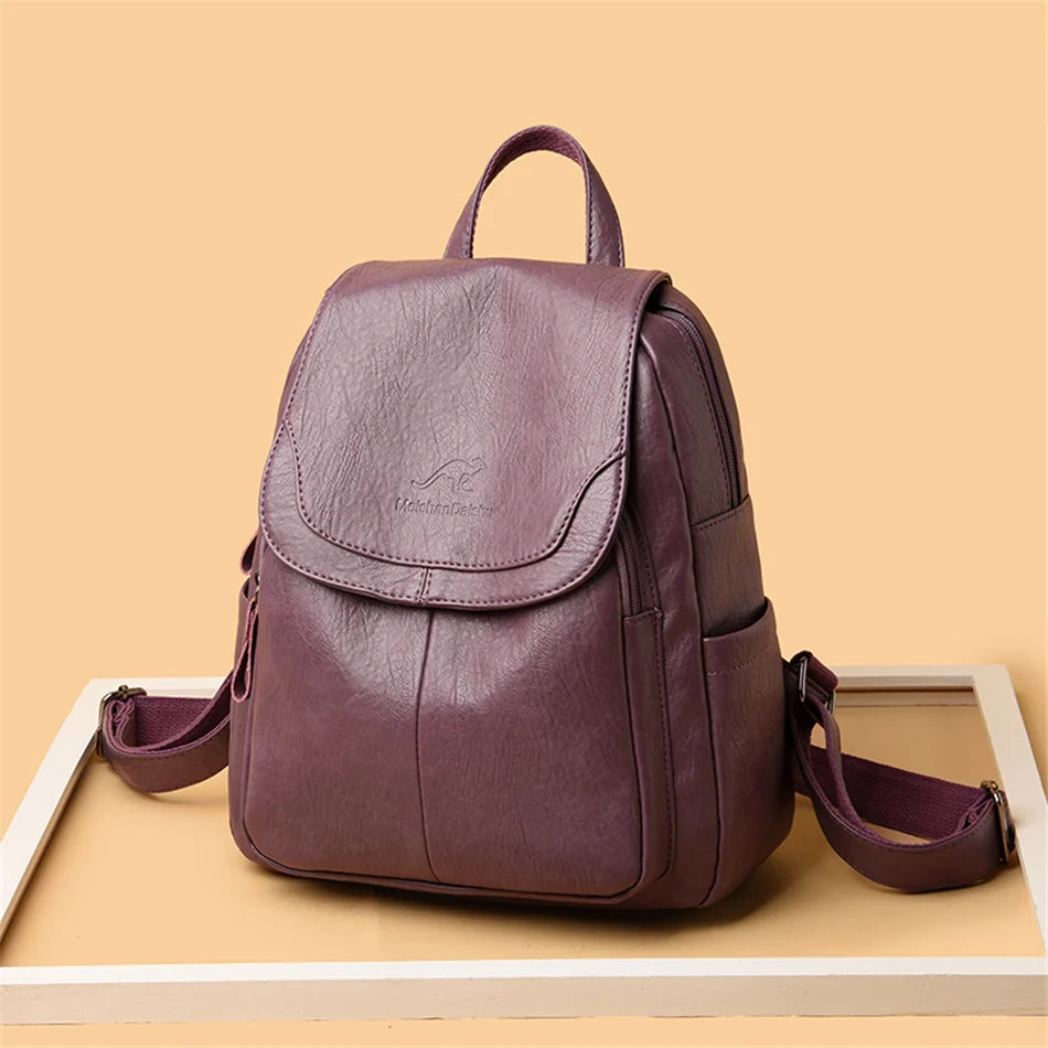 Women's Vintage PU Leather Backpack