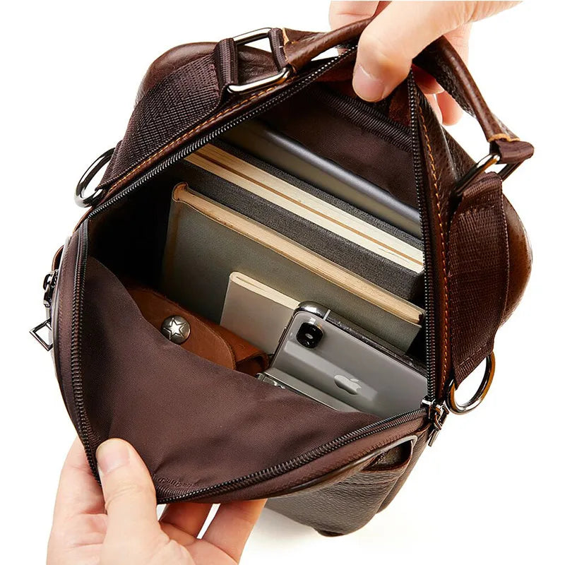 Natural Leather Crossbody Bag for Men