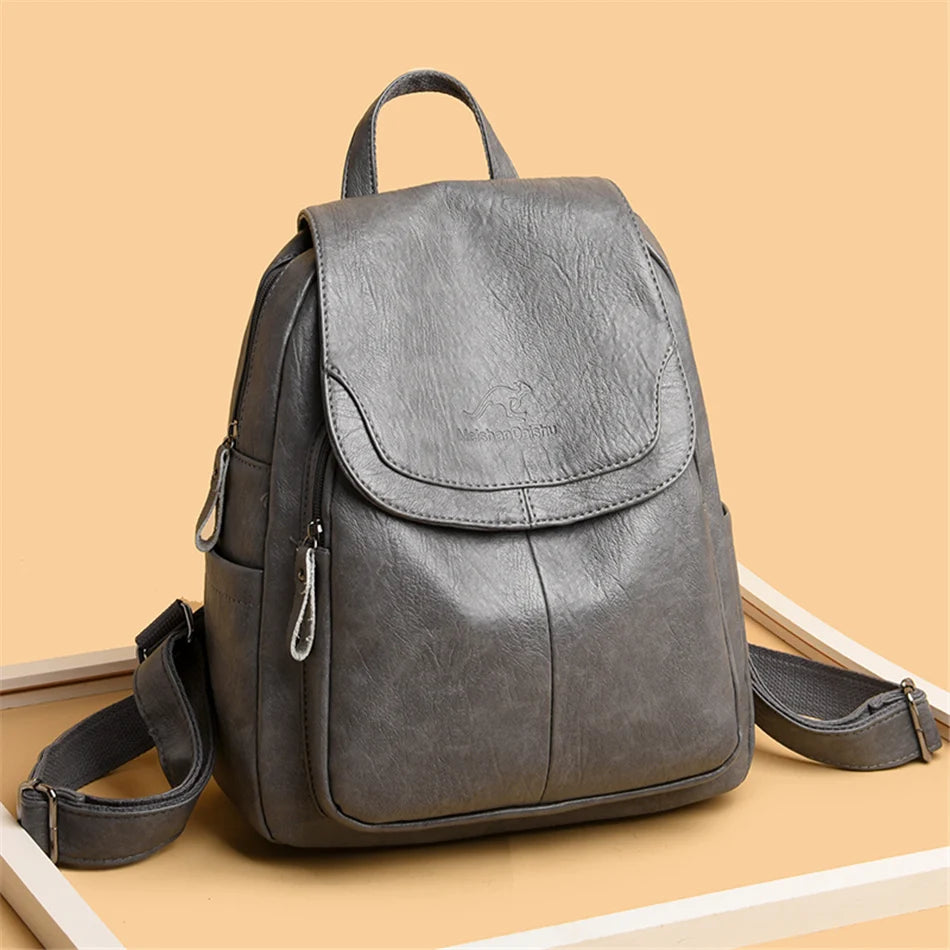 Women's Vintage PU Leather Backpack