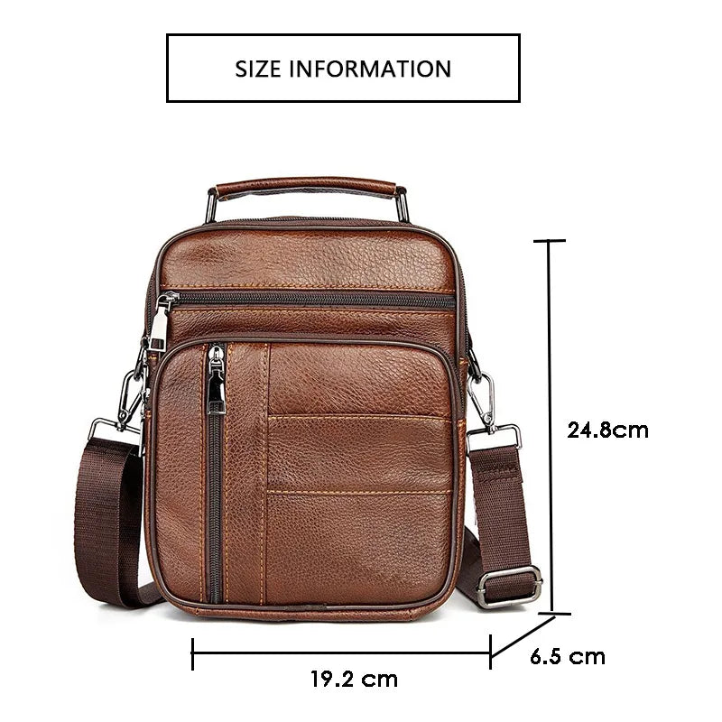 Natural Leather Crossbody Bag for Men