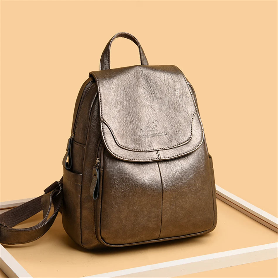 Women's Vintage PU Leather Backpack
