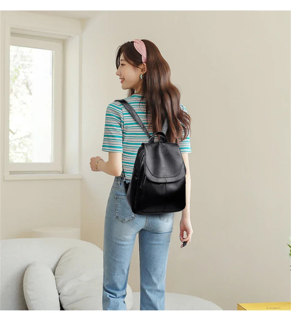 Women's Vintage PU Leather Backpack
