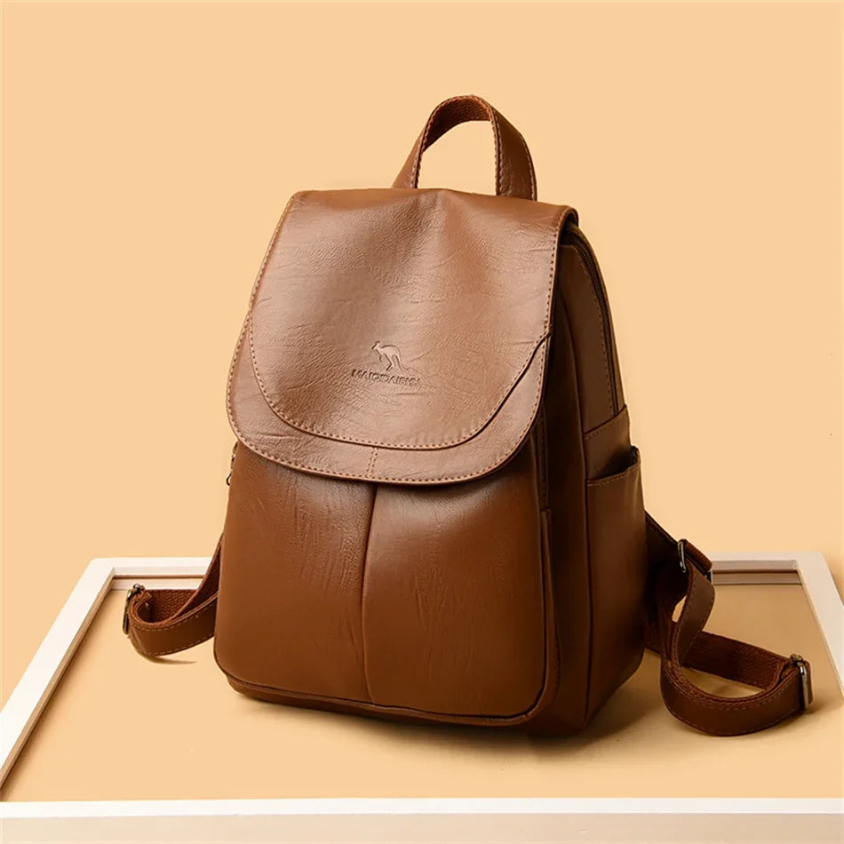 Women's Vintage PU Leather Backpack