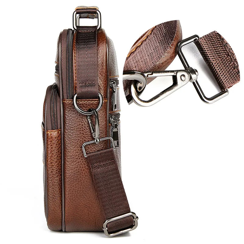 Natural Leather Crossbody Bag for Men