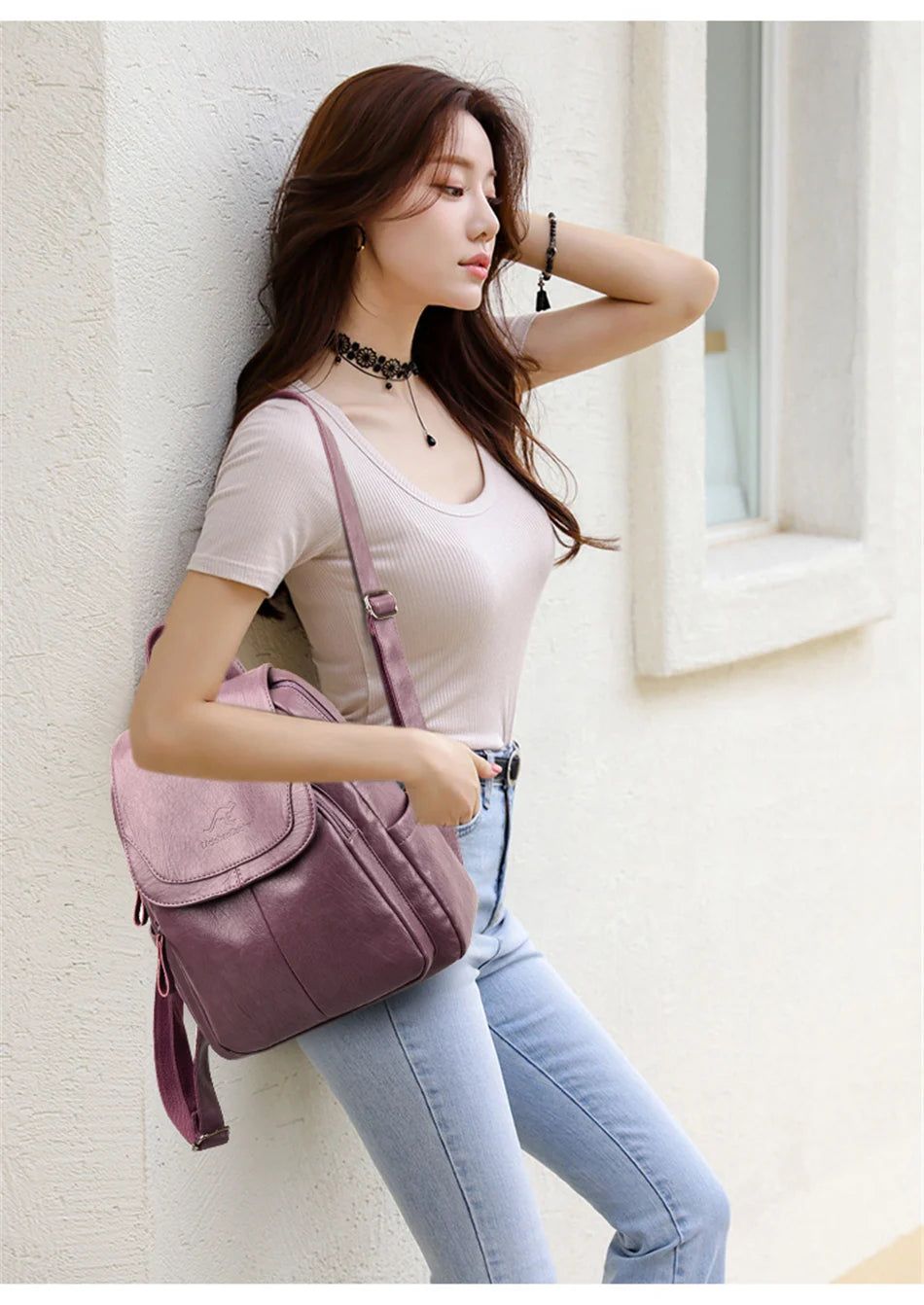 Women's Vintage PU Leather Backpack