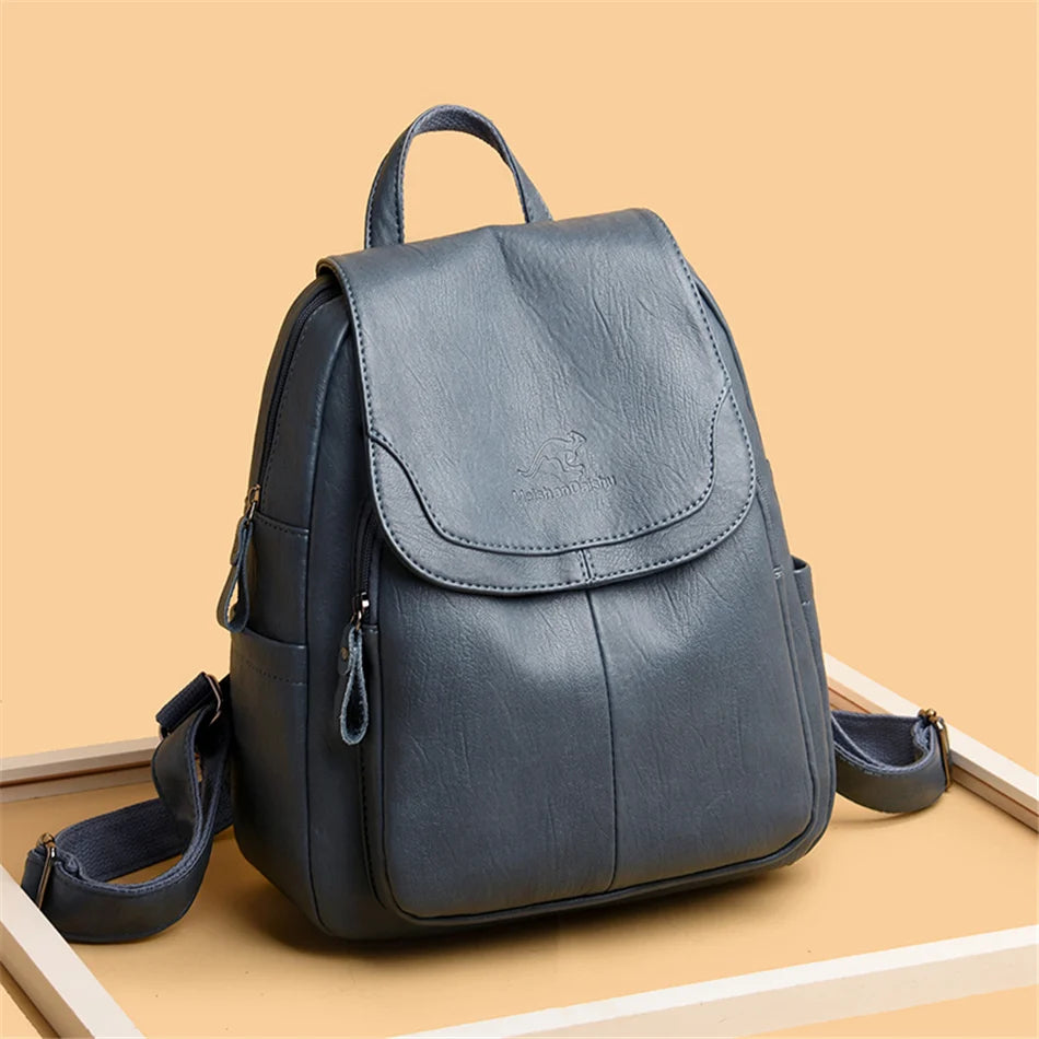 Women's Vintage PU Leather Backpack