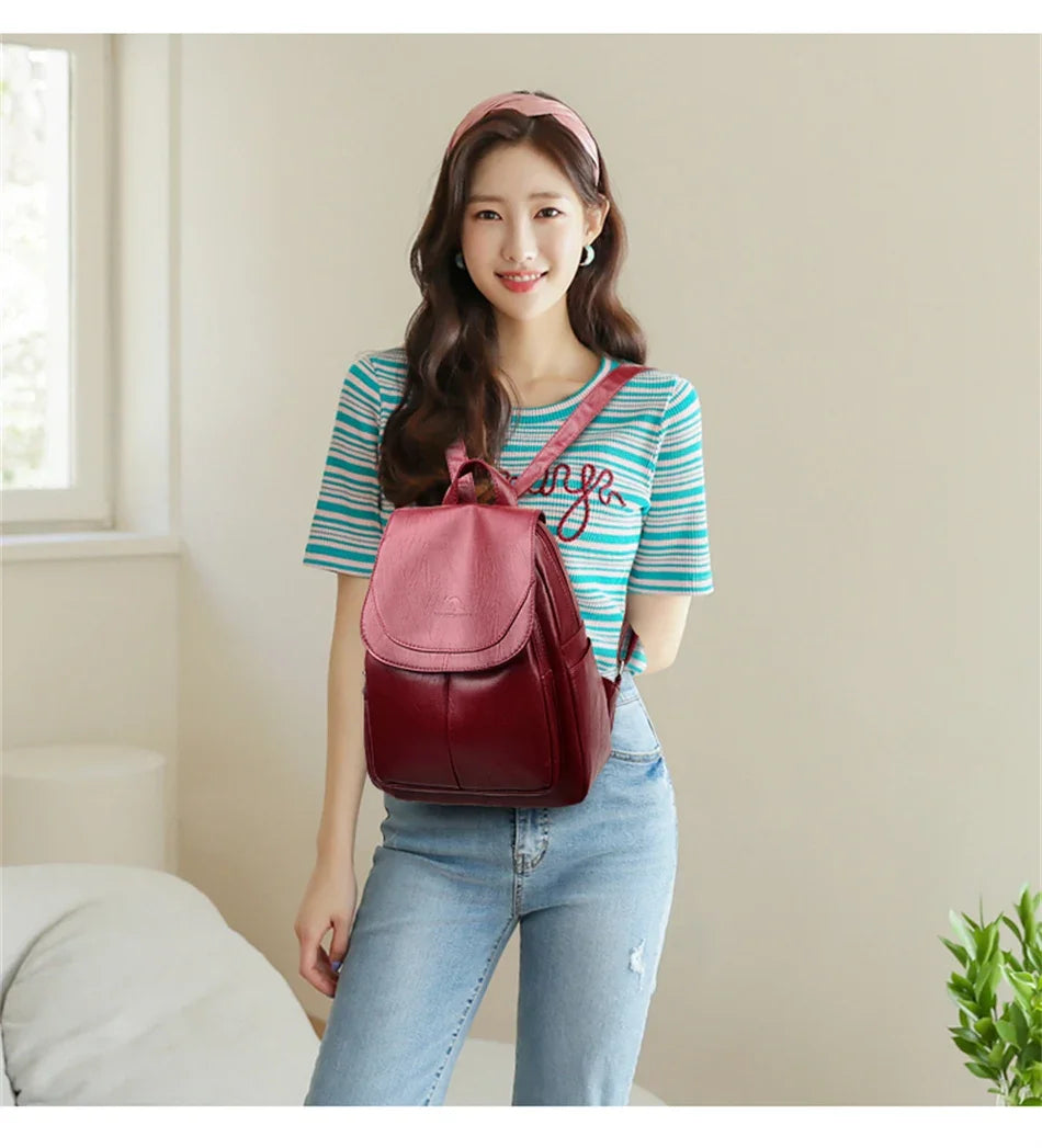 Women's Vintage PU Leather Backpack