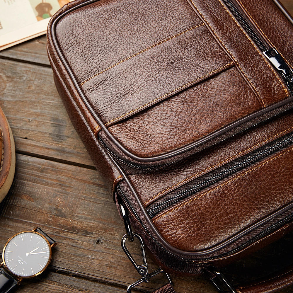 Natural Leather Crossbody Bag for Men