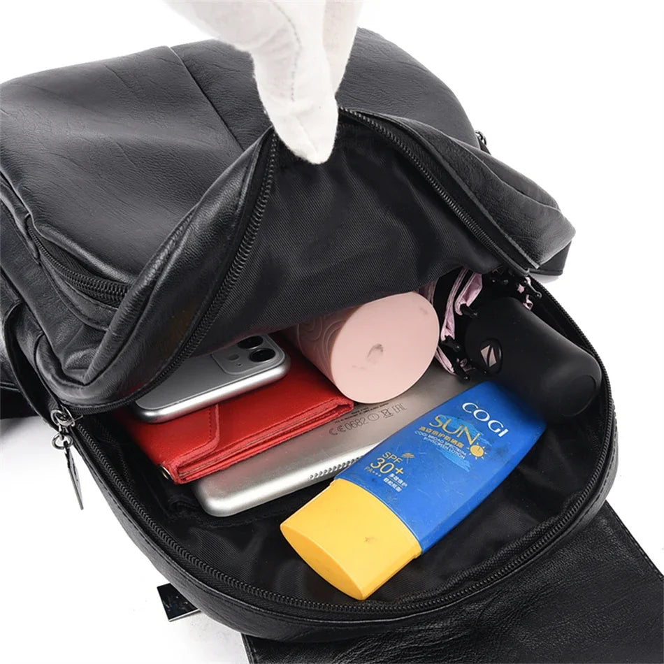 Women's Vintage PU Leather Backpack