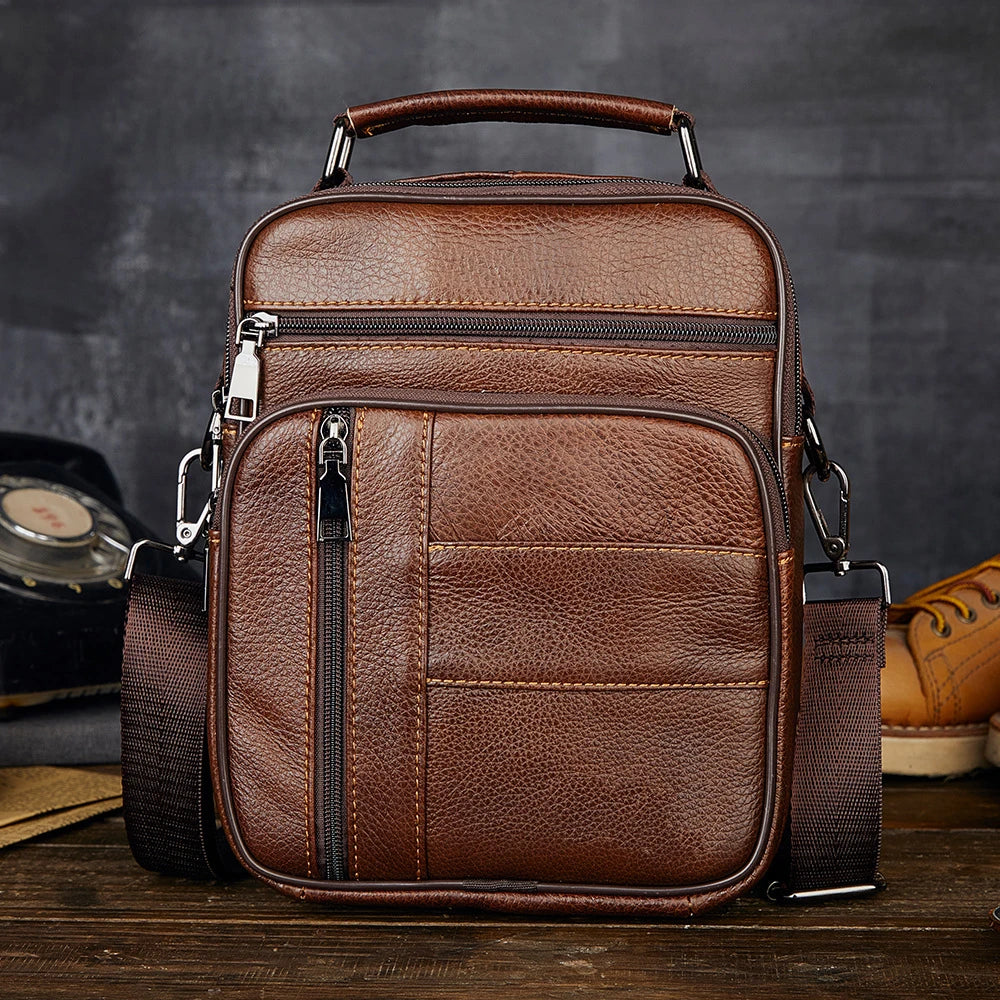 Natural Leather Crossbody Bag for Men