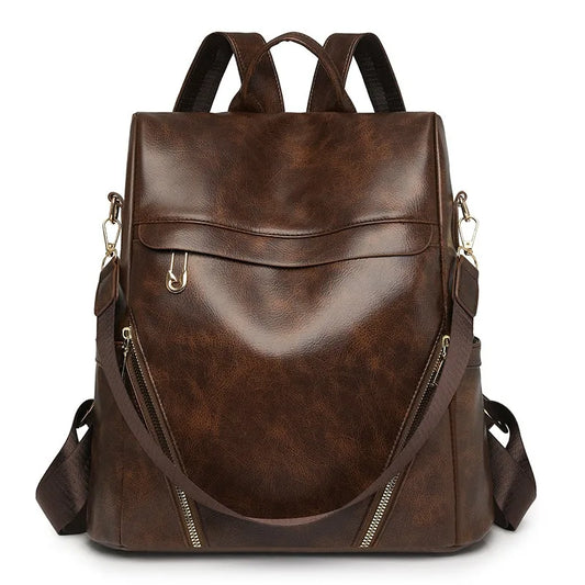 Leather Women's Backpack-Large Capacity & Stylish