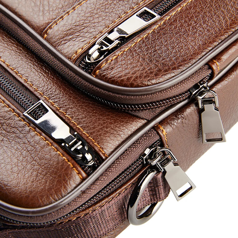 Natural Leather Crossbody Bag for Men