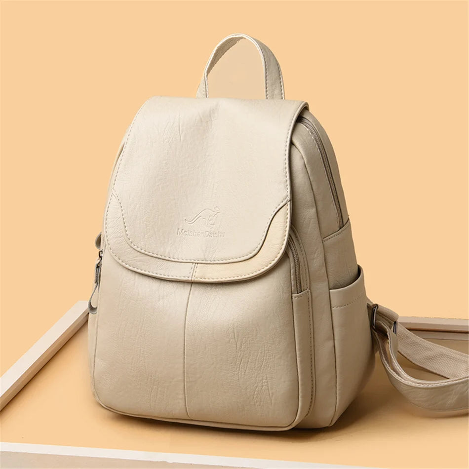 Women's Vintage PU Leather Backpack